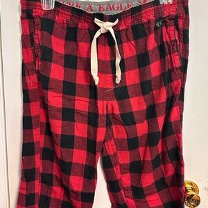 American Eagle Outfitters Red and Gray Plaid Pants